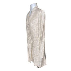 Eileen Fisher Embroidered Linen Coat Small